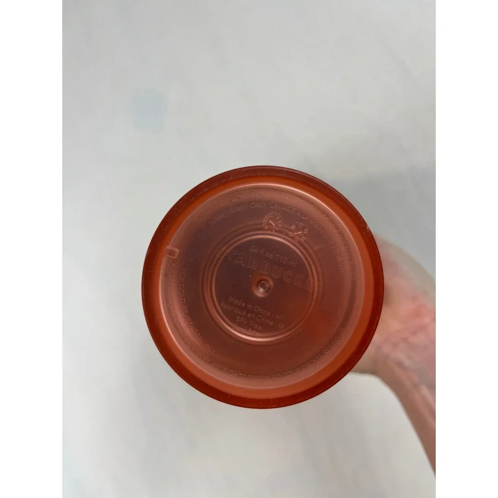 Starbucks 24oz Venti Cold Cup Tumbler Coral Peach Cactus Desert Flower Navy Lid